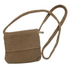 The Sak Small Crossbody Crochet Bag Purse Taupe Brown Fall Color Boho Hippie